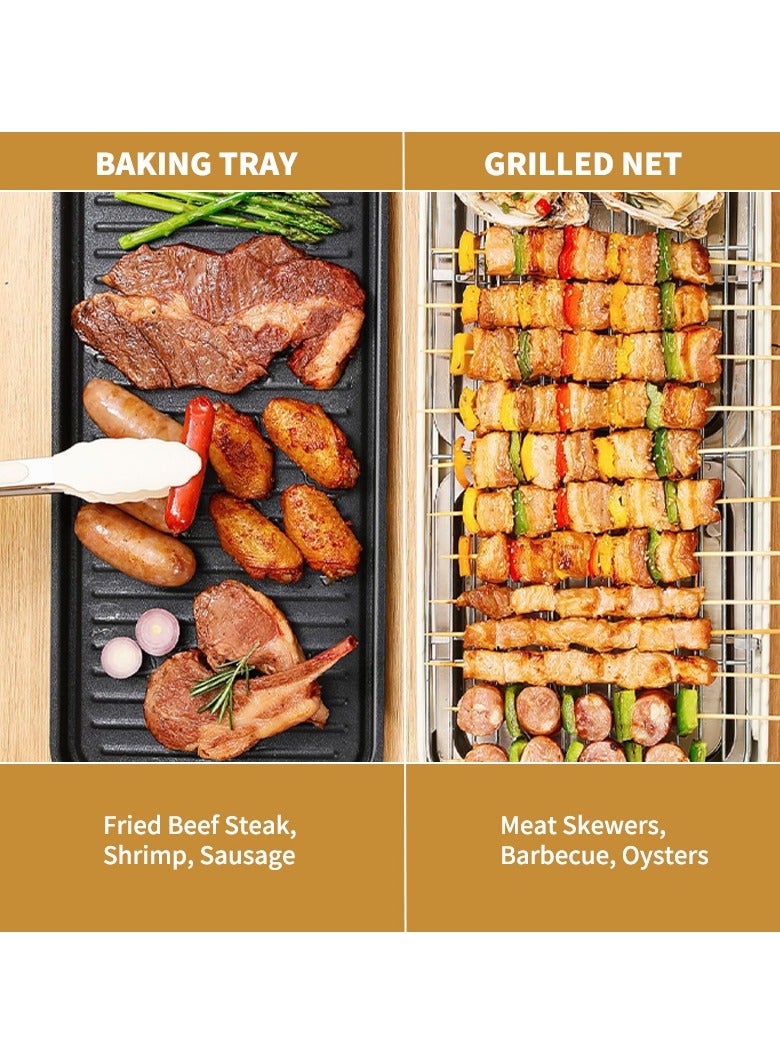YQbest 2-In-1 Portable Multifunctional Electric BBQ Grill Smokeless Non-Stick Roasting Barbecue Grill For Family  - Image 5