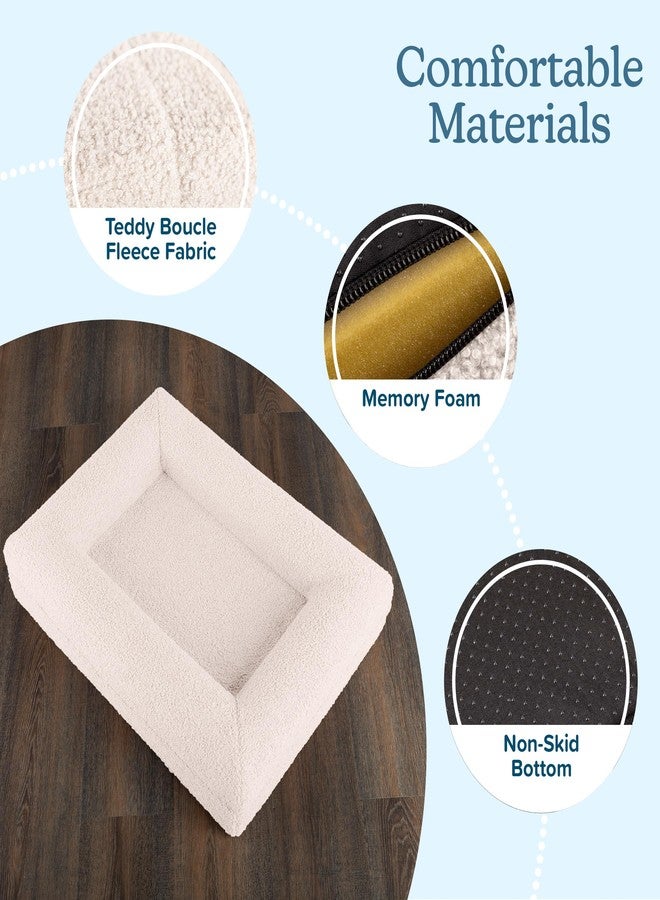 PETMAKER Orthopedic Pet Bed - 26in Small Dog Bed with Supportive Bolster, Nonslip Bottom, and Removable Washable Cover - Memory Foam Puppy Bed for Small Dogs and Cats - Dog Products (Cream) - Image 5