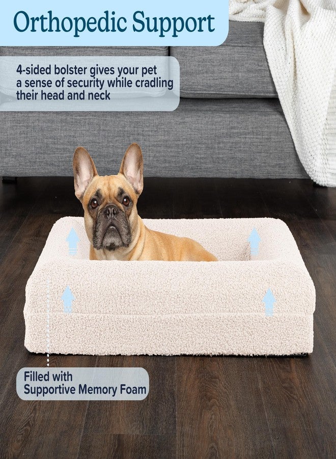 PETMAKER Orthopedic Pet Bed - 26in Small Dog Bed with Supportive Bolster, Nonslip Bottom, and Removable Washable Cover - Memory Foam Puppy Bed for Small Dogs and Cats - Dog Products (Cream) - Image 2