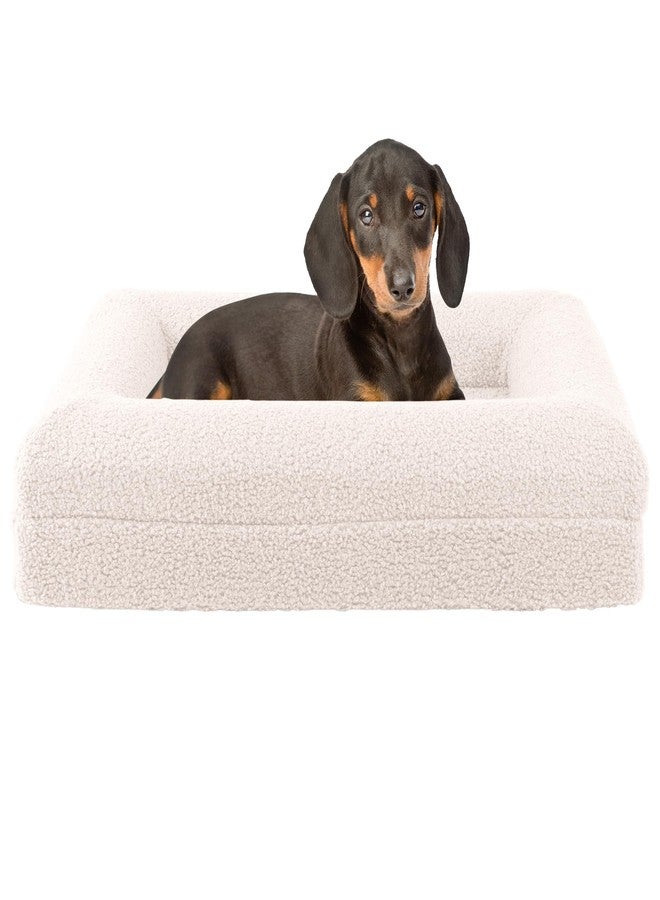 PETMAKER Orthopedic Pet Bed - 26in Small Dog Bed with Supportive Bolster, Nonslip Bottom, and Removable Washable Cover - Memory Foam Puppy Bed for Small Dogs and Cats - Dog Products (Cream) - Image 1
