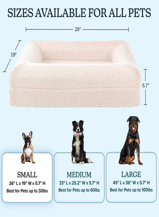 PETMAKER Orthopedic Pet Bed - 26in Small Dog Bed with Supportive Bolster, Nonslip Bottom, and Removable Washable Cover - Memory Foam Puppy Bed for Small Dogs and Cats - Dog Products (Cream) - Image 4