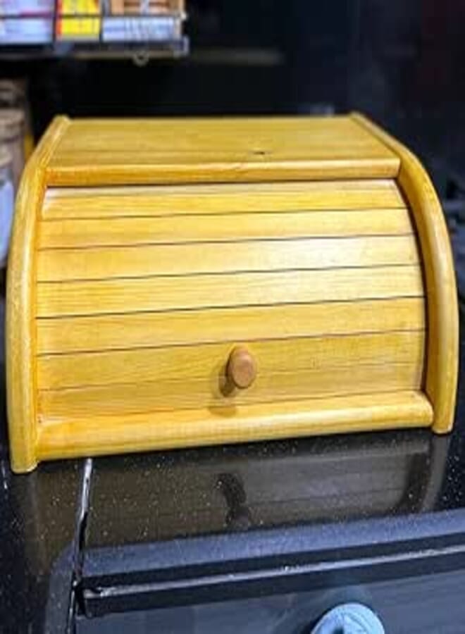 صندوق خبز خشبي ريفي عام، مستطيل، 42 سم طول × 28 سم عرض × 17 سم ارتفاع