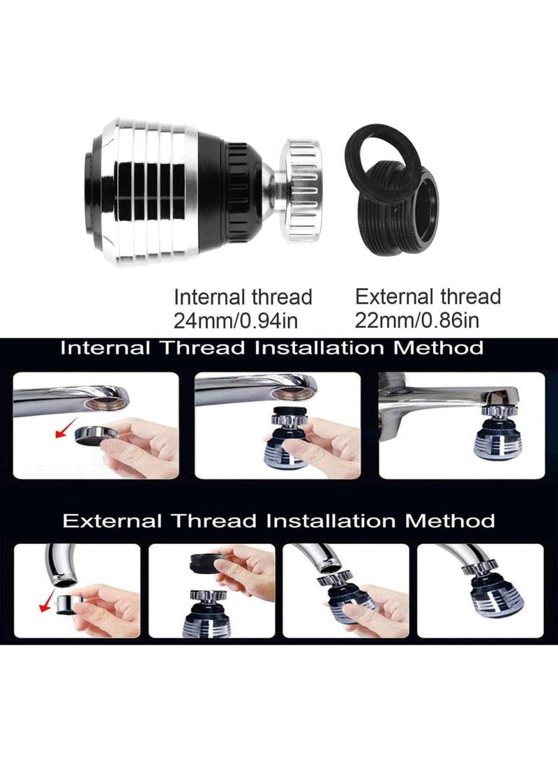 مهوية صنبور دوارة 360 درجة قطعتان - توفير المياه ورذاذ مضغوط، تركيب بدون أدوات لحوض المطبخ، تدفق قابل للتعديل، سهل التنظيف - Image 2