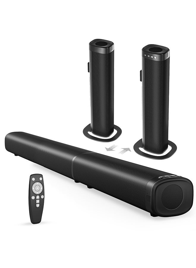 Sound Bar, 100W Sound Bar for Smart TV, Bluetooth 5.3 Soundbar, 2 in 1 Detachable Home Speaker Bass Effect, Home Theater Surround Sound, ARC/Optical/AUX/USB Connections, for TV/PC/Projectors