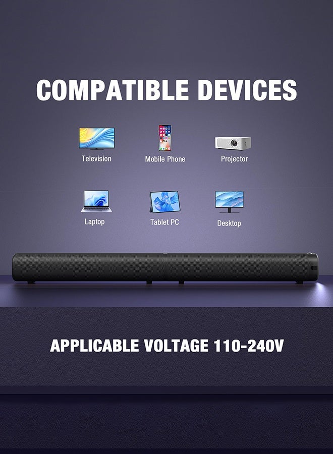 Arabest Sound Bar, 100W Sound Bar for Smart TV, Bluetooth 5.3 Soundbar, 2 in 1 Detachable Home Speaker Bass Effect, Home Theater Surround Sound, ARC/Optical/AUX/USB Connections, for TV/PC/Projectors - Image 5