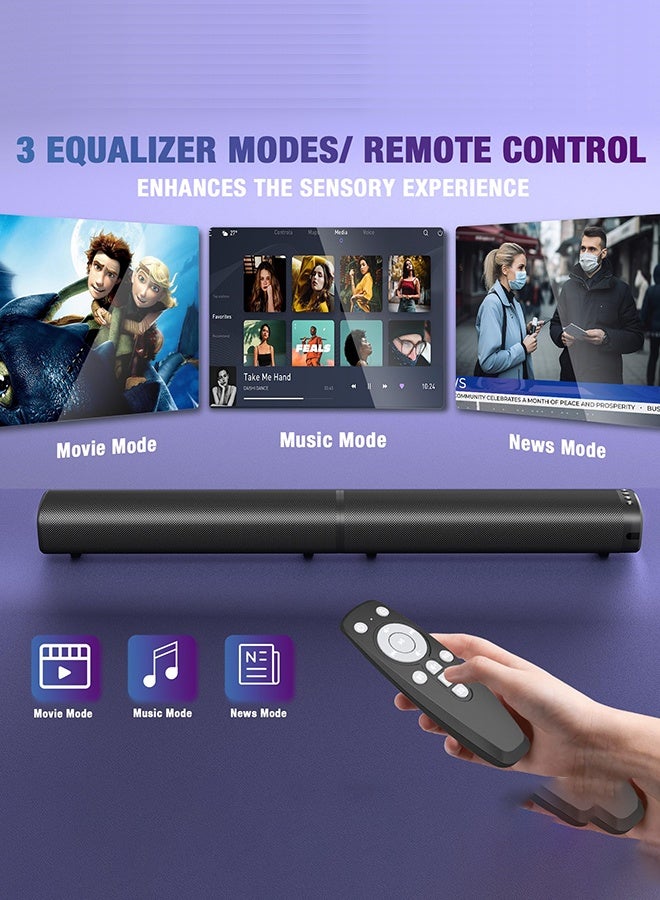 Arabest Sound Bar, 100W Sound Bar for Smart TV, Bluetooth 5.3 Soundbar, 2 in 1 Detachable Home Speaker Bass Effect, Home Theater Surround Sound, ARC/Optical/AUX/USB Connections, for TV/PC/Projectors - Image 4