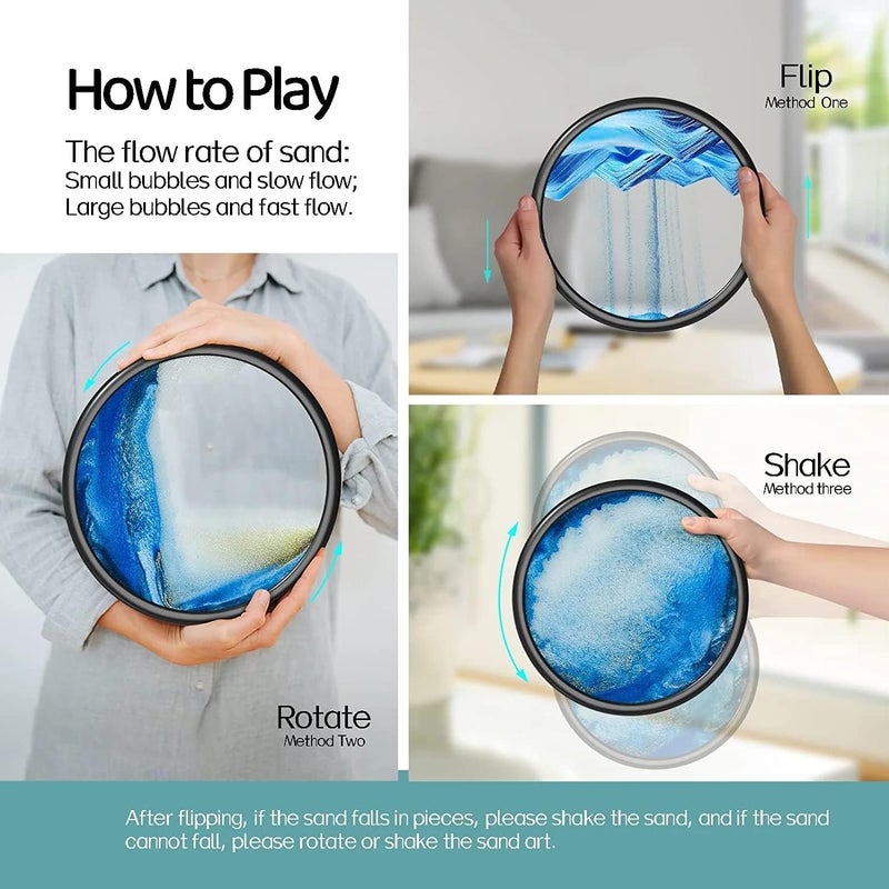 Desidiya 3D Moving Sand Art Picture Glass Liquid Painting Natural Landscape Showpiece for Home Decor Office Desk Table Decoration and Antique Gifts - Image 3