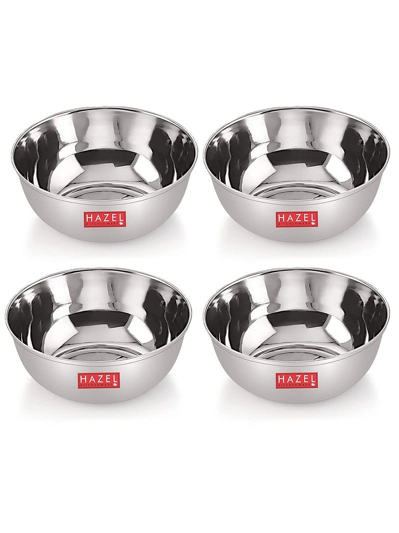 HAZEL Stainless Steel Bowl Set | 200 ml SS Katori for Kitchen & Serving | Dinner Wati Bowls for Snacks, Chutney, Curry | Set of 4 - Image 1