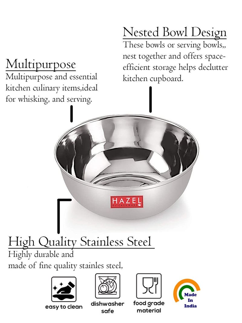 HAZEL Stainless Steel Bowl Set | 200 ml SS Katori for Kitchen & Serving | Dinner Wati Bowls for Snacks, Chutney, Curry | Set of 4 - Image 3