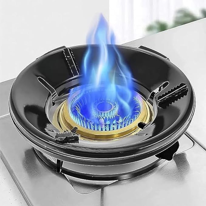 black sparrow black sparrow Gas Saver Burner Stand Gas Burner Cover Gas Saver Jali Home Gas Stove Fire Windproof Energy Saving Stand Gas Stove Stand Max Gas Saviour pack of 3 black  - Image 1