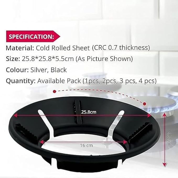 black sparrow black sparrow Gas Saver Burner Stand Gas Burner Cover Gas Saver Jali Home Gas Stove Fire Windproof Energy Saving Stand Gas Stove Stand Max Gas Saviour pack of 3 black  - Image 3