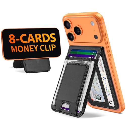 TopMade for MagSafe Wallet with Money Clip, Strongest Magnetic Card Holder for iPhone 17/16/15/14/13/12 Series, for iPhone Wallet with Adjustable Stand, ID Window, RFID Blocking, Black - Image 1