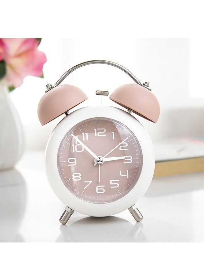 FUNCOT Silent Alarm Clock for Children Adults, Twin Bell Loud Alarm Clock for Heavy Sleepers, Backlight, Battery Operated Old Fashioned Alarm Clock for Bedrooms（Pink）  - Image 1