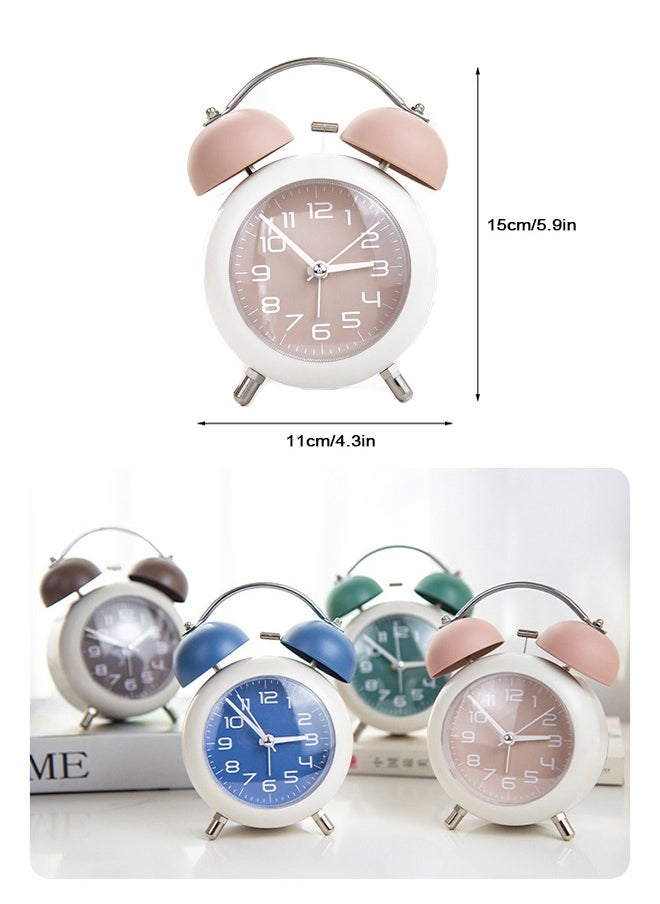 FUNCOT Silent Alarm Clock for Children Adults, Twin Bell Loud Alarm Clock for Heavy Sleepers, Backlight, Battery Operated Old Fashioned Alarm Clock for Bedrooms（Pink）  - Image 3
