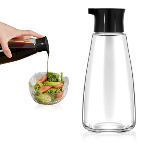 EQUNROY 1 Pcs Glass Soy Sauce Dispenser Bottle - 9.6 oz Cruet for Olive Oil, Vinegar, BBQ Kitchen Cooking - Leak-Proof Oil Dispenser with Spout for Kitchen Cooking Barbecue(Black) - Image 1