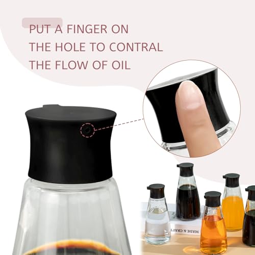 EQUNROY 1 Pcs Glass Soy Sauce Dispenser Bottle - 9.6 oz Cruet for Olive Oil, Vinegar, BBQ Kitchen Cooking - Leak-Proof Oil Dispenser with Spout for Kitchen Cooking Barbecue(Black) - Image 4