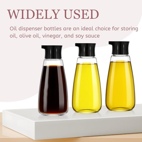 EQUNROY 1 Pcs Glass Soy Sauce Dispenser Bottle - 9.6 oz Cruet for Olive Oil, Vinegar, BBQ Kitchen Cooking - Leak-Proof Oil Dispenser with Spout for Kitchen Cooking Barbecue(Black) - Image 5