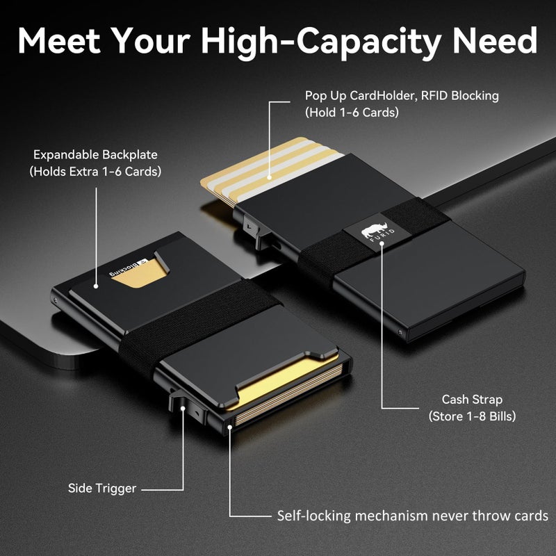 furid Smart Card Wallet for Men Slim: Minimalist Wallet For Men - RFID Blocking Pop Up Front Pocket Wallet, Metal Wallet 11 Card Holder - Image 3