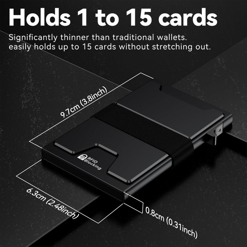 furid Smart Card Wallet for Men Slim: Minimalist Wallet For Men - RFID Blocking Pop Up Front Pocket Wallet, Metal Wallet 11 Card Holder - Image 2