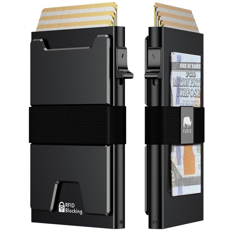 furid Smart Card Wallet for Men Slim: Minimalist Wallet For Men - RFID Blocking Pop Up Front Pocket Wallet, Metal Wallet 11 Card Holder - Image 1