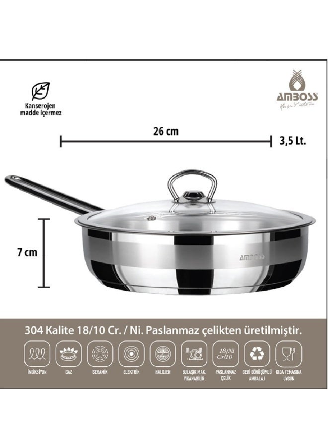 Amboss Saphire Stainless Steel Covered Frying Pan – 26×7 cm - Image 4