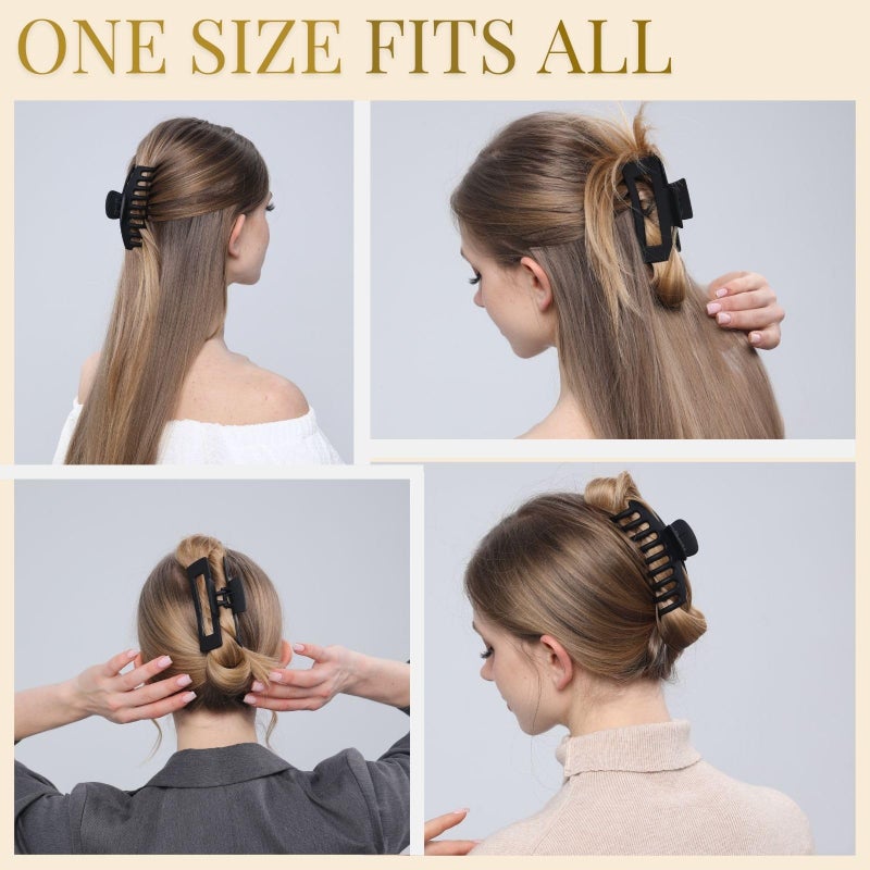 LuSeren Black Hair Clips for Women -8 Pack 4.3 Inch Large Matte Banana Claw Clips for Women Thin Thick Curly Hair, Big Strong Hold jaw - Image 4