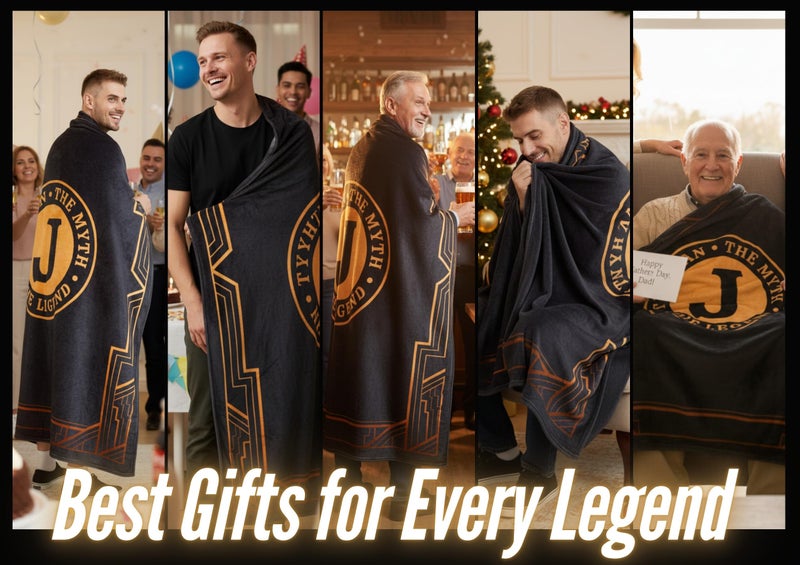 InnoBeta Gifts for Men, Initial Mens Gifts for Him, Birthday Gift Ideas, Mens Blanket, 300gsm Flannel Throw Blanket Gift for Dad, Grandpa, Husband, 50"x 65", J - Image 2