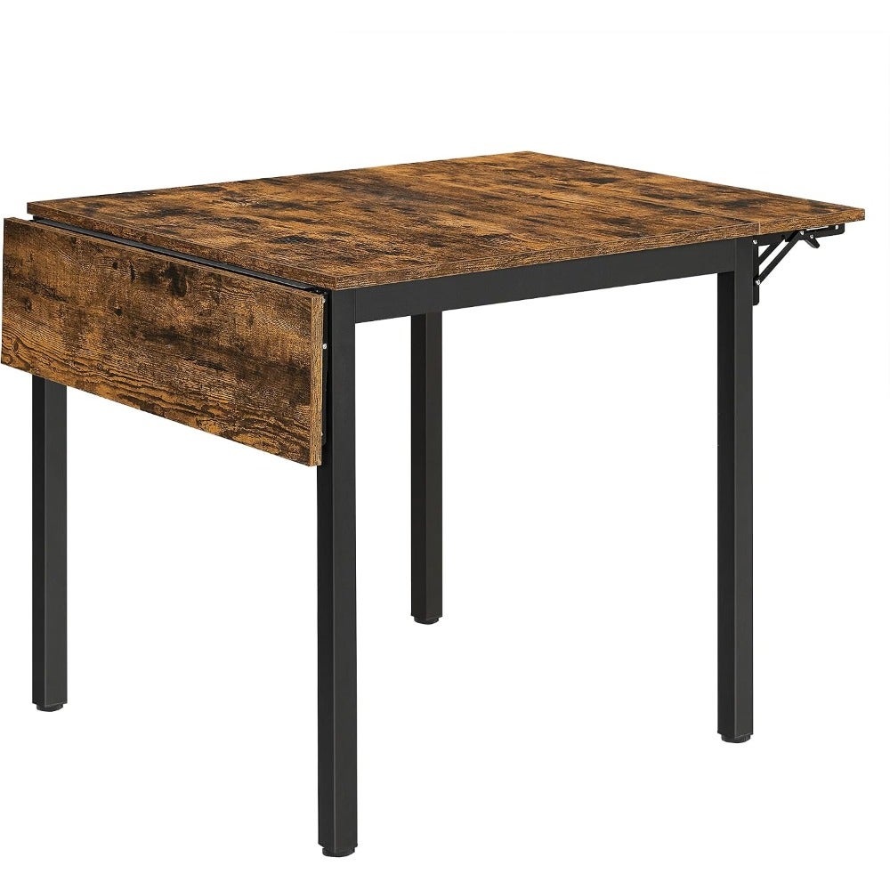 Folding Dining Table, Drop Leaf Extendable, for Small Spaces, Seats 2-4 People, Industrial, 33.3 x 30.7 x 30 Inches, Brown