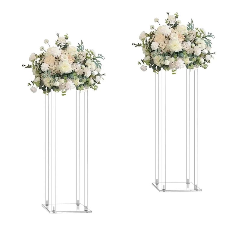 simprefine حامل زهور أكريليك شفاف 28 بوصة 8 بوصة - عبوة من 2