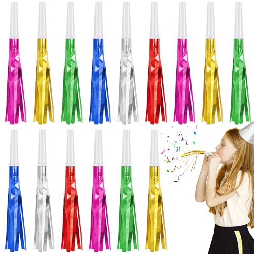 Twavang 24 Pcs Glitter Noise Makers Metallic Fringed Party Blower for Adults Birthday Graduation New Years Party Favors Supplies Colorful - Image 1