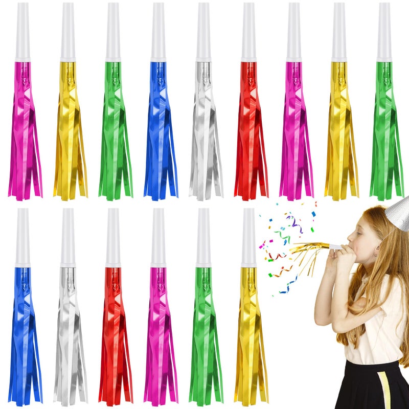 Twavang 24 Pcs Glitter Noise Makers Metallic Fringed Party Blower for Adults Birthday Graduation New Years Party Favors Supplies Colorful - Image 3
