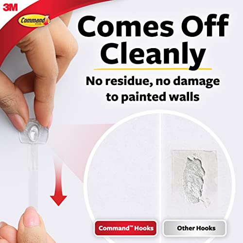 Command Decorating & organizing Pack of 20 clips/hooks and 24 mini strips, Damage Free walls, Clear,Plastic - Image 2