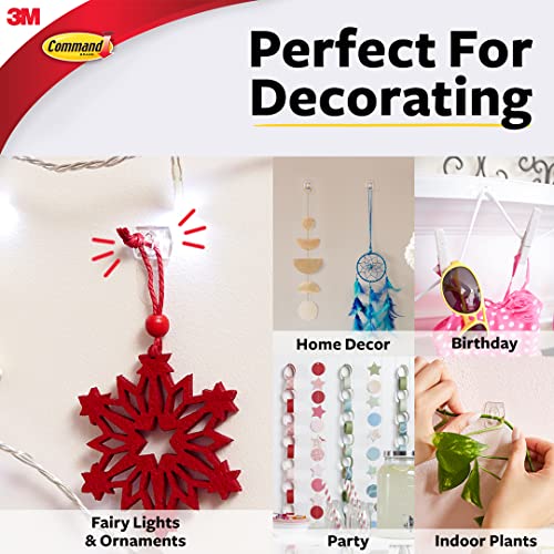 Command Decorating & organizing Pack of 20 clips/hooks and 24 mini strips, Damage Free walls, Clear,Plastic - Image 3