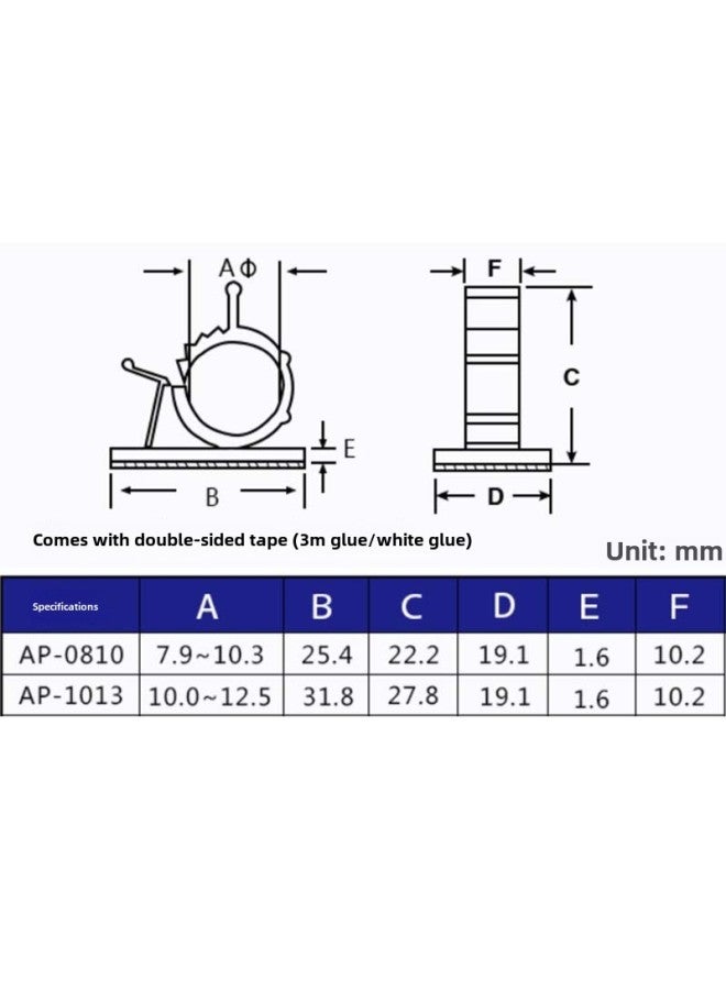 Loquat 3M Adhesive Cable Tie Fixing Seat Punch-free Wire Harness Clamp Wire Organizer Wire Clamp Wire Clamp Network Cable Route Artifact-Color:Black 0810 】 - Image 4