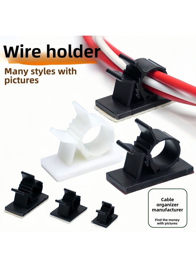 Loquat 3M Adhesive Cable Tie Fixing Seat Punch-free Wire Harness Clamp Wire Organizer Wire Clamp Wire Clamp Network Cable Route Artifact-Color:Black 0810 】 - Image 1