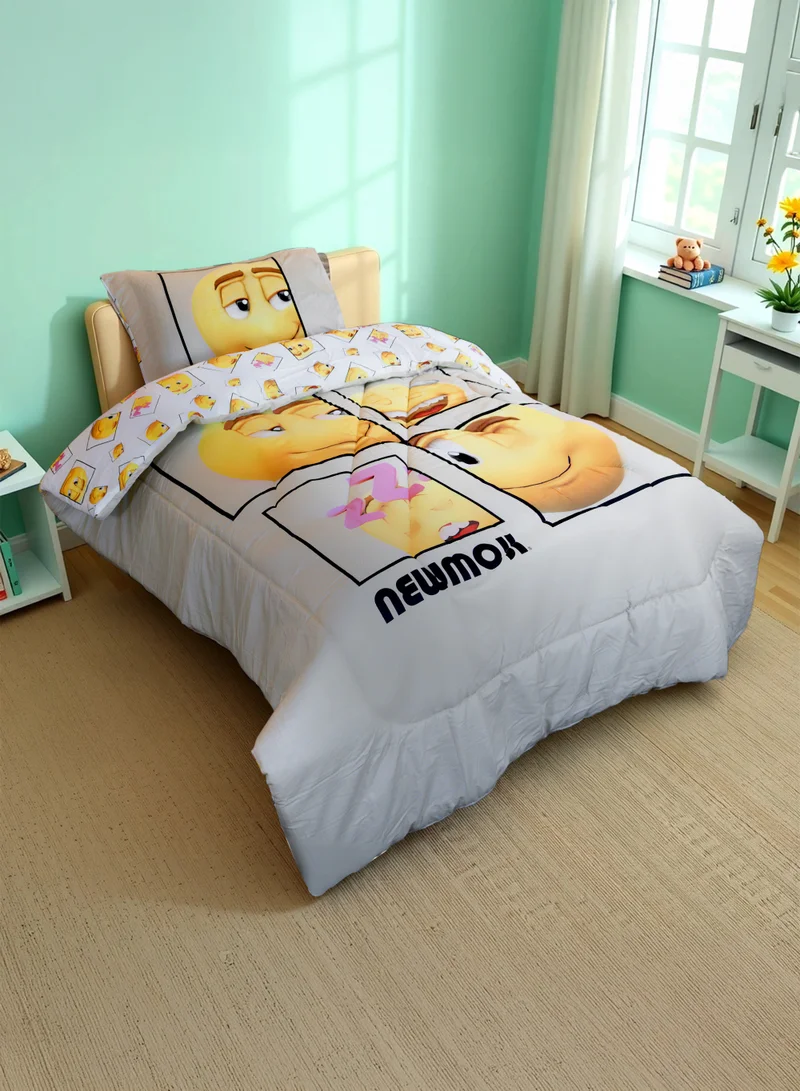Kidz Klub 2-Piece Kids Emoji Smiley Comforter Set (160x220cm)- Reversible Kids Bedding Design, Limited- Edition Digital Printed Design for Girls and Boys, Set Includes 1-Piece Comforter and 1-Piece Pillow Cover