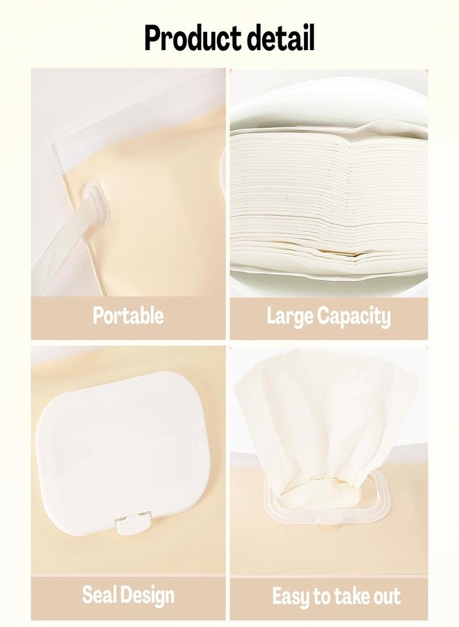 TecoKart® 2Pcs Wet Wipes Bags | Pink & Beige Refillable Wet Wipes Dispenser with Flip-up Zip-lock | Soft Wet Wipe Dispenser for Baby Care, Nursery & Travel - Image 4