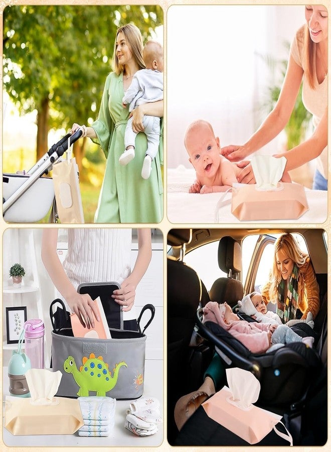 TecoKart® 2Pcs Wet Wipes Bags | Pink & Beige Refillable Wet Wipes Dispenser with Flip-up Zip-lock | Soft Wet Wipe Dispenser for Baby Care, Nursery & Travel - Image 5