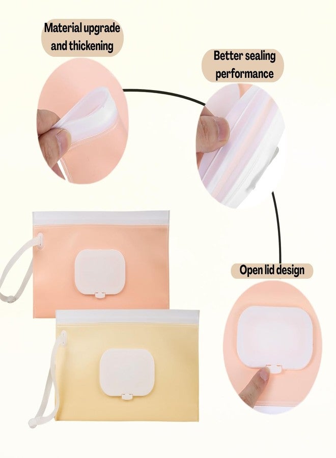 TecoKart® 2Pcs Wet Wipes Bags | Pink & Beige Refillable Wet Wipes Dispenser with Flip-up Zip-lock | Soft Wet Wipe Dispenser for Baby Care, Nursery & Travel - Image 3