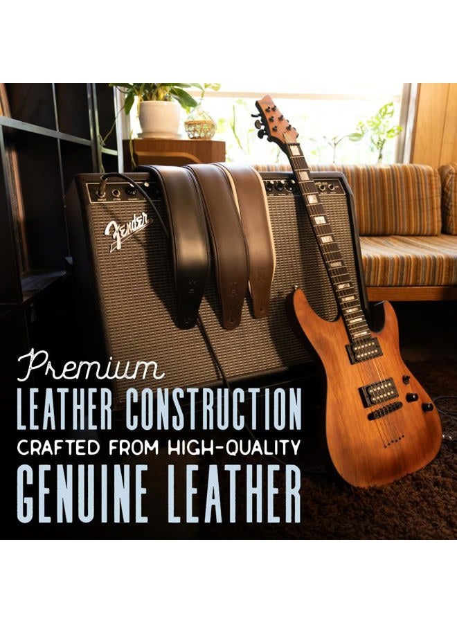 Levy's Leathers 3" Wide Amped Leather Series Guitar Strap with Foam Padding and Garment Leather Backing; Black (M26PD-BLK) - Image 5