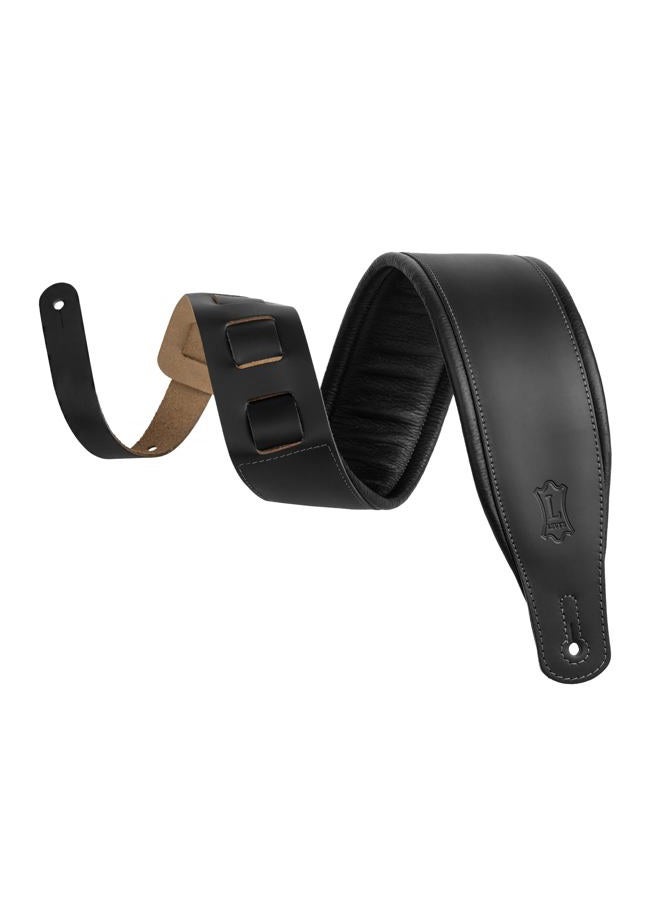 Levy's Leathers 3" Wide Amped Leather Series Guitar Strap with Foam Padding and Garment Leather Backing; Black (M26PD-BLK) - Image 1