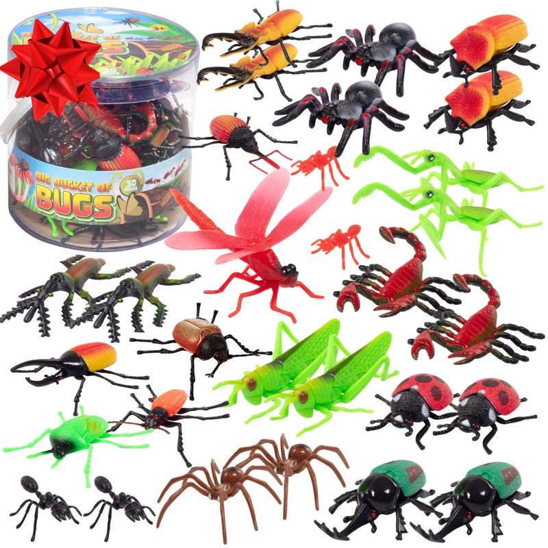 SCS Direct Bug Toys 30pc Set Giant Fake Insects Grasshoppers Beetles Spiders  More 25 Realistic Plastic Bugs Great for April Fools Pranks Pretend Play Easter Basket Stuffers Egg Fillers Party Favors - Image 2