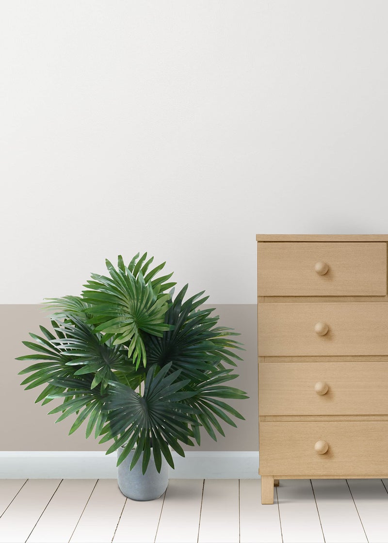 Blooming Floret Polyester Artificial Fan Palm | With Basic Black Pot | 12 Leaves | 65 Cm Short Ornamental Plant For Interior Decor/Home Decor/Office Decor | Green Indoor Plant | Durable - Image 3