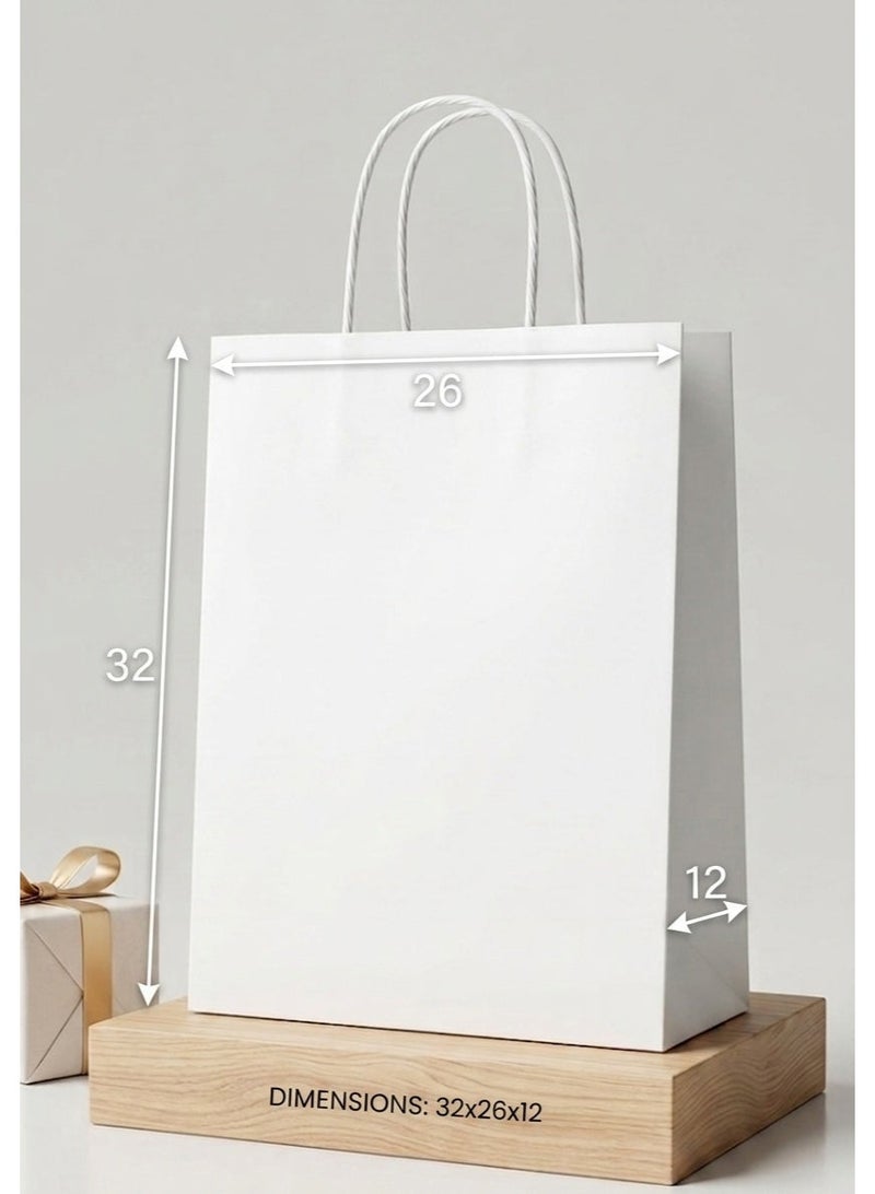 ZORO 6-Piece Premium Gift Bag Set, Matte White Paper Bags with Handles, Durable Gift Bags for Events & Retail, 32x26x12 cm - Image 2