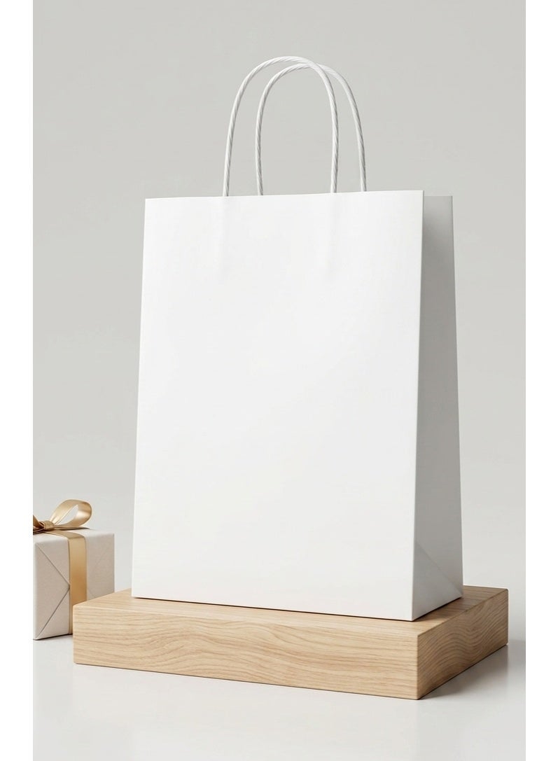 ZORO 6-Piece Premium Gift Bag Set, Matte White Paper Bags with Handles, Durable Gift Bags for Events & Retail, 32x26x12 cm - Image 4