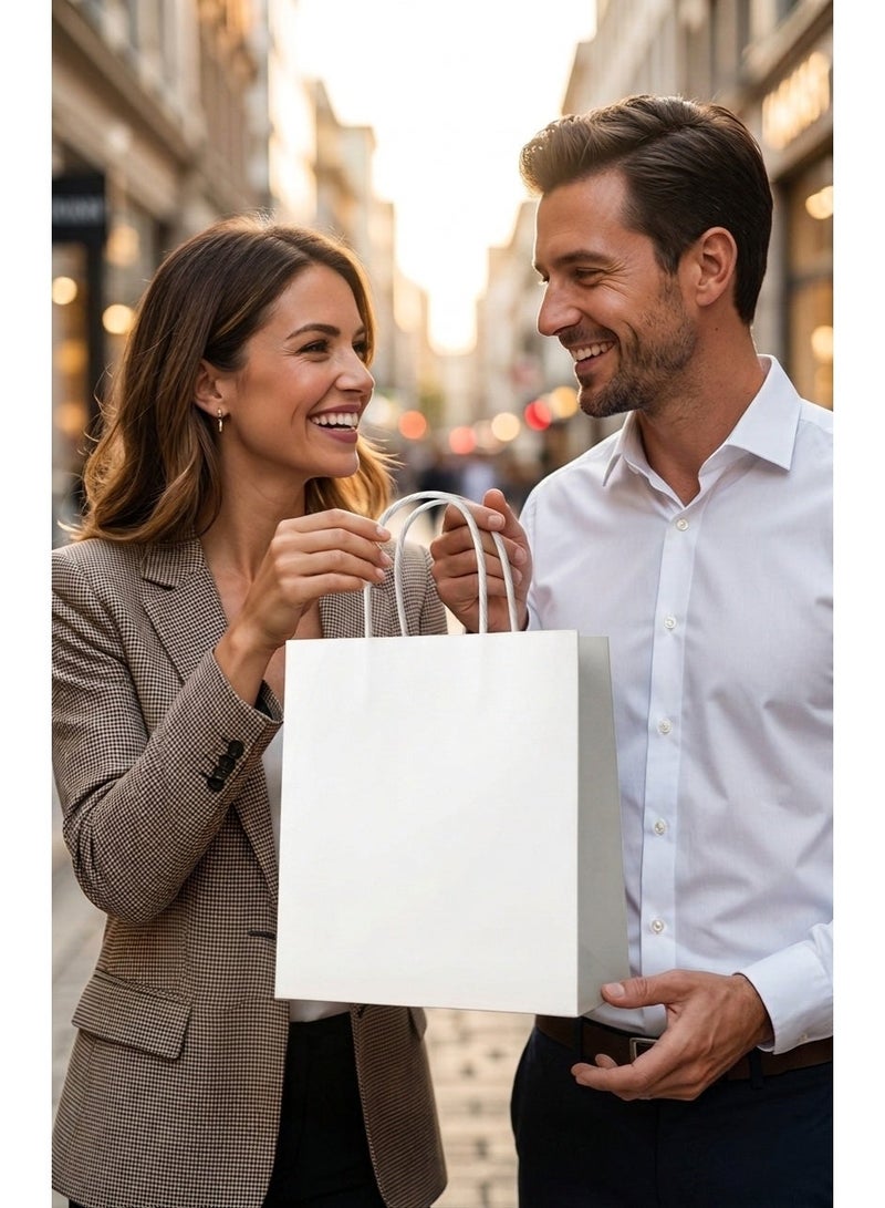 ZORO 6-Piece Premium Gift Bag Set, Matte White Paper Bags with Handles, Durable Gift Bags for Events & Retail, 32x26x12 cm - Image 3
