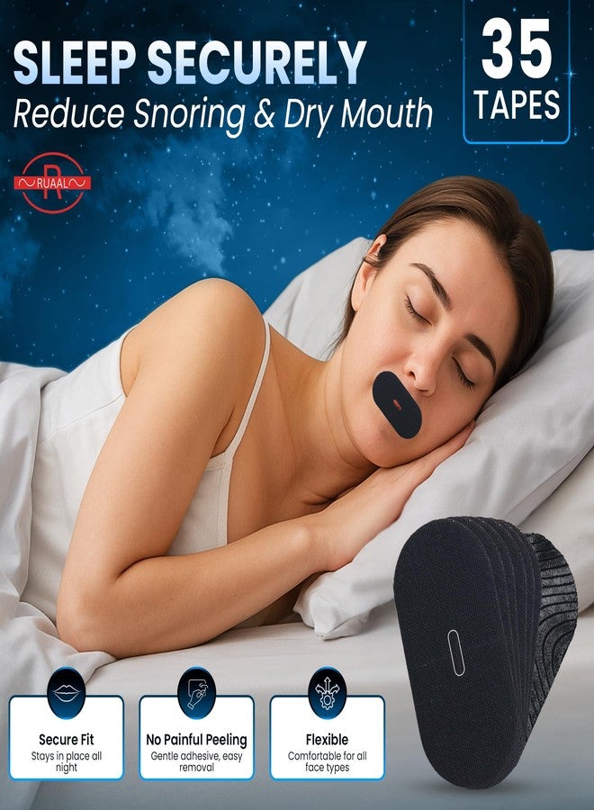 Ruaal Premium Sleep Mouth Tape | Hypoallergenic Mouth Tape for Sleeping & Mouth Breathing Stopper | Gentle on Skin - 35 Pcs Mouth Tape for Adults & Kids - Helps Close Mouth While Sleeping - Image 3