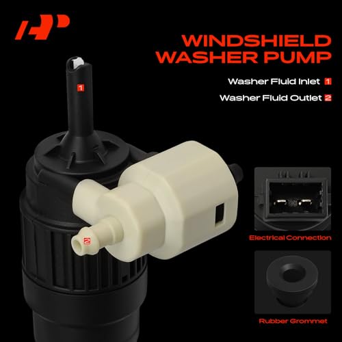 A-Premium Windshield Washer Pump Compatible with Chevrolet Equinox & Volkswagen Passat, Golf, GTI, e-Golf, EuroVan & Jeep Renegade & Fiat 500, 500X, 500L & Suzuki XL7 & Saturn & Pontiac & Ram - Image 3