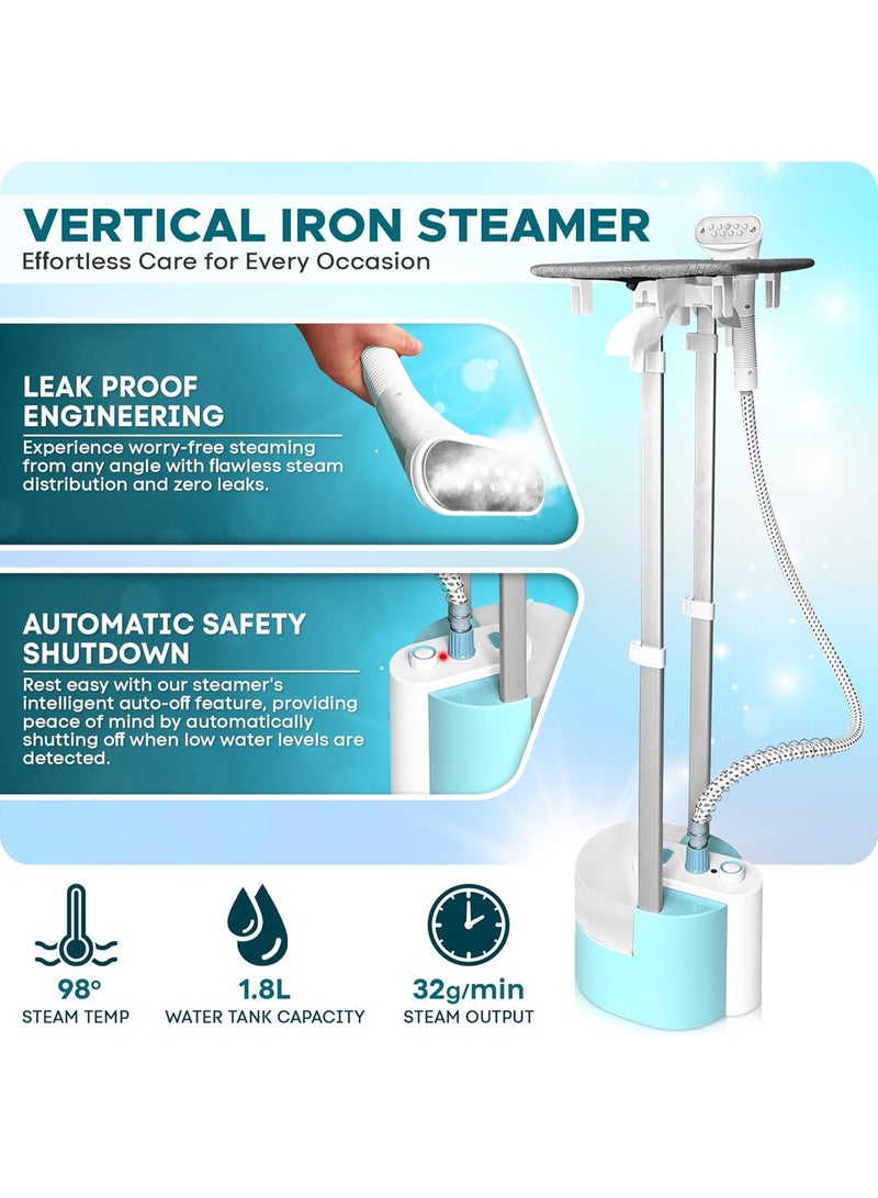 Empire Standing Garment Steamer for Clothes 2000-Watt, 32g/min Steam with Hanger Rack, Fast Heat-Up with 2 Steam Modes, 1.8L Water Tank, Full Size Clothes Steamer with Vertical Ironing Board - Image 2