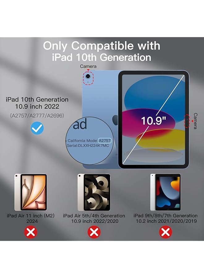 جي تيك حافظة لجهاز ايباد 10 10.9 انش موديل 2022 الجيل العاشر مع حامل قلم وحامل رفيع وغطاء واقي للكمبيوتر اللوحي مع زوايا مشاهدة متعددة باللون الأسود - Image 2